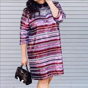 ***ELOQUII SEQUIN SHIRT DRESS WITH COLLAR***